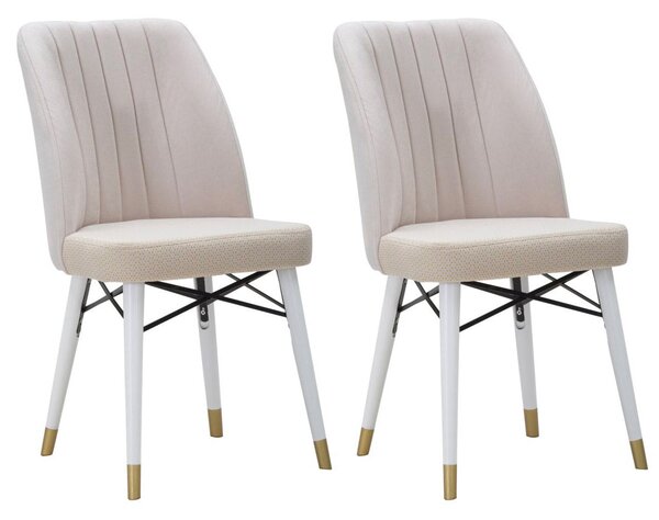 Set 2 Sedie Bella Crema 50x49x92,5 cm in Ferro e Legno