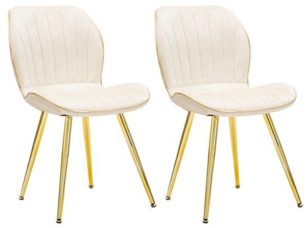 Set 2 Sedie Paris Space Crema e Oro 46x58x77 cm in Legno e Ferro