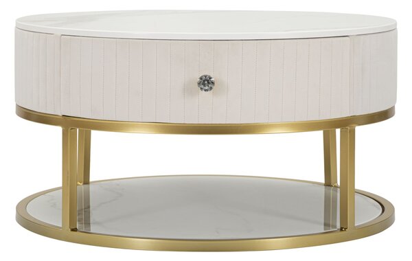 Tavolo da Caffe' Montpellier Crema Ø 75x36 cm in Ferro Legno