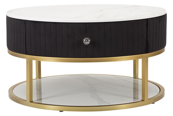 Tavolo da Caffe' Montpellier Nero Ø 75x36 cm in Ferro Legno