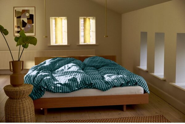 Set copripiumino e federa verde e blu in crêpe per letto singolo 140x200 cm Bæk&Bølge – JUNA
