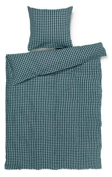 Set copripiumino e federa verde e blu in crêpe per letto singolo 140x200 cm Bæk&Bølge – JUNA