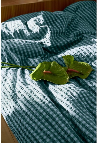 Set copripiumino e federa verde e blu in crêpe per letto singolo 140x200 cm Bæk&Bølge – JUNA