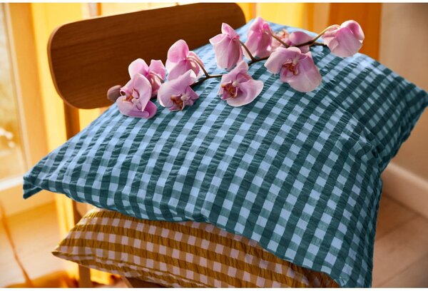 Set copripiumino e federa verde e blu in crêpe per letto singolo 140x200 cm Bæk&Bølge – JUNA