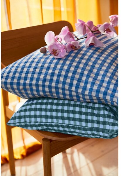 Set copripiumino e federa verde e blu in crêpe per letto singolo 140x200 cm Bæk&Bølge – JUNA