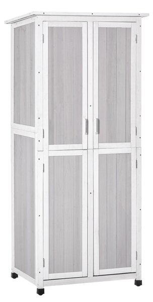 Casetta Box da Giardino 77x58x175 cm Porta Attrezzi in Legno Grigio