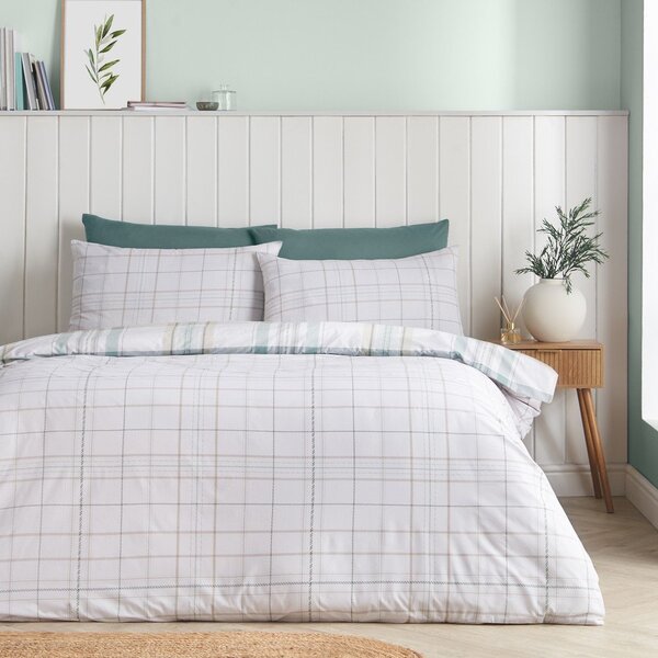 Set copripiumino e federa verde per letto singolo 135x200 cm Cartmel Check – Catherine Lansfield