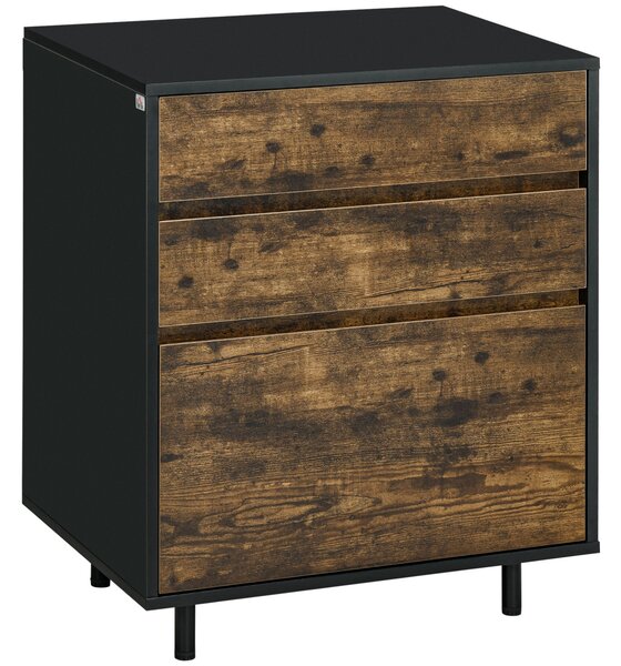 Cassettiera 3 Cassetti 60x45x75 cm in Truciolato Marrone e nero