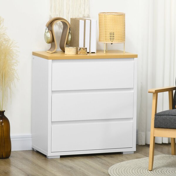 Cassettiera 3 Cassetti 70x37x75 cm in Truciolato Bianco