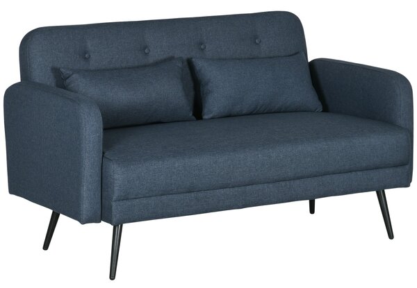 Divano 2 Posti 135x74x82 cm in Tessuto Blu Scuro