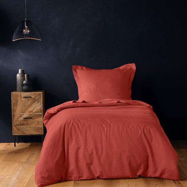 Copripiumino color mattone in cotone per letto singolo 140x200 cm Lina – douceur d'intérieur