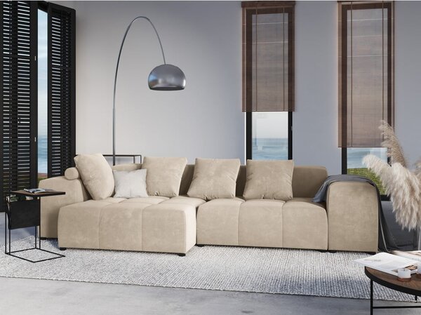 Poggiapiedi beige con rivestimento in velluto Rome Velvet – Cosmopolitan Design