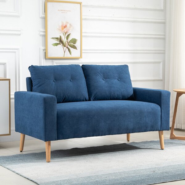 Divano 2 Posti 145x76x88 cm in Tessuto Trapuntato Blu