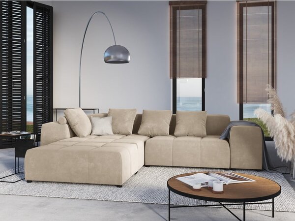 Poggiapiedi beige con rivestimento in velluto Rome Velvet – Cosmopolitan Design