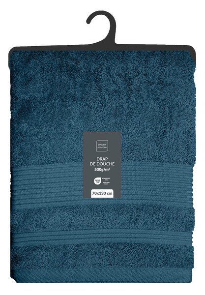 Asciugamano tipo terry blu scuro in cotone 70x130 cm Tendresse – douceur d'intérieur