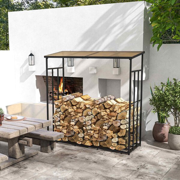 Legnaia con Tetto 185x67x185 in Metallo Nero