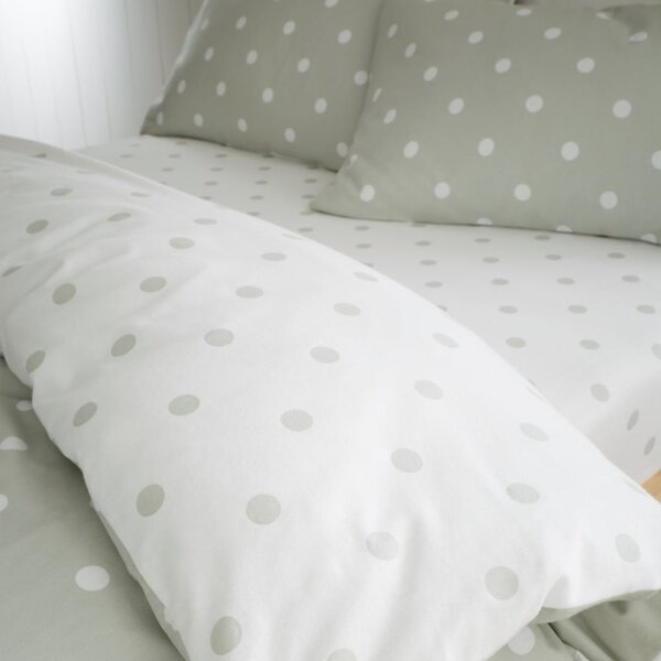 Lenzuolo con angoli bianco e verde in flanella 150x200 cm Polka Dot – Catherine Lansfield