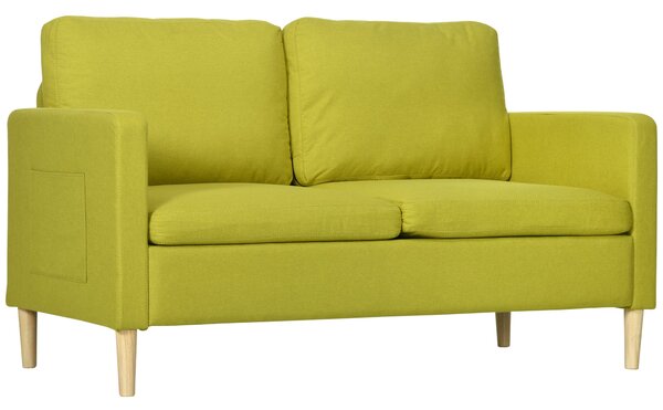 Divano 2 Posti 143x76x83 cm in Tessuto Effetto Lino Giallo