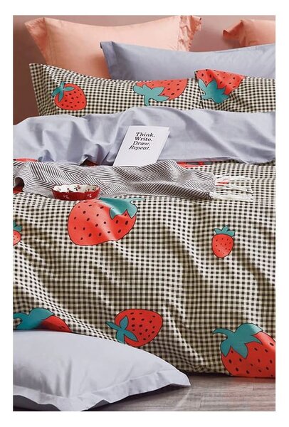 Biancheria da letto in cotone renforcé per letto singolo/per letto esteso con lenzuolo incluso/3 pezzi 160x220 cm Strawberry – Mila Home