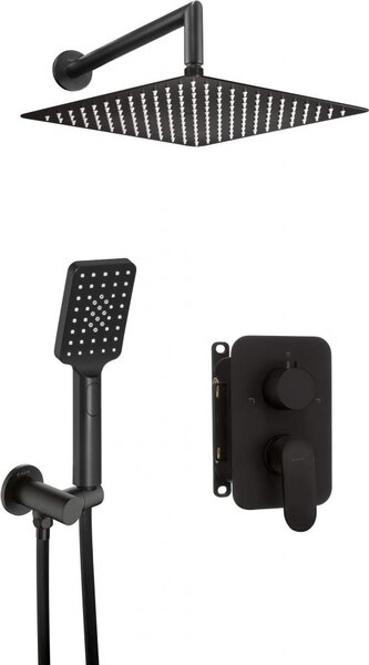 Set doccia incasso quadrato, con miscelatore nero
