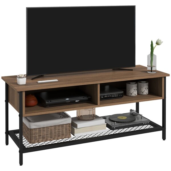 Mobile TV max 48” 110x40x48 cm in Legno e Acciaio Marrone e Nero