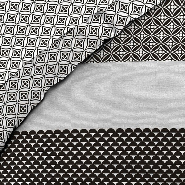 Set copripiumino e federa bianco e nero in cotone per letto matrimoniale ed esteso con lenzuolo incluso/6 pezzi 240x220 cm Meiko – douceur d'intérieur