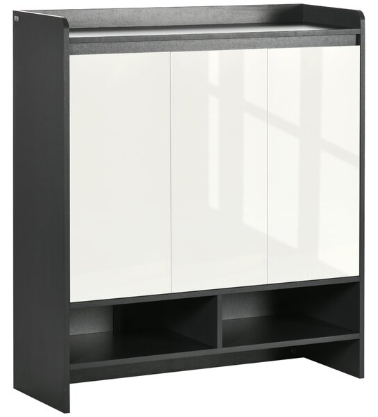 Mobile Ingresso con Scarpiera 90x32x100 cm 24 Paia di Scarpe in Truciolato Grigio e Bianco