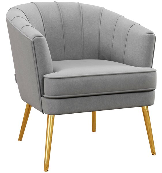 Poltrona Imbottita 71x72x75 cm in Velluto Grigio