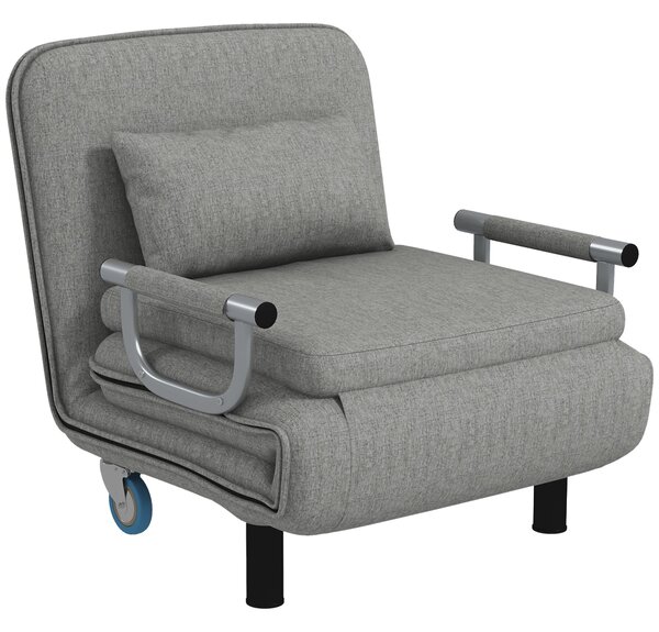 Poltrona Letto Singolo Chaise Longue 78x72x83 cm in Tessuto Grigio