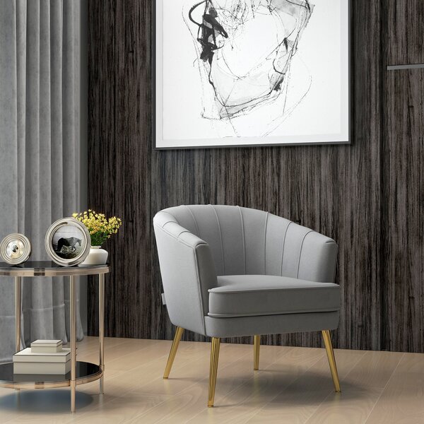 Poltrona Imbottita 71x72x75 cm in Velluto Grigio