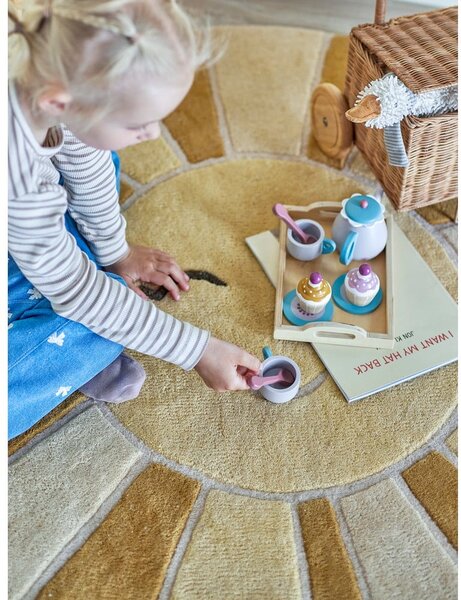 Tappeto per bambini beige e color ambra in lana ø110 cm Sun – Bloomingville Mini