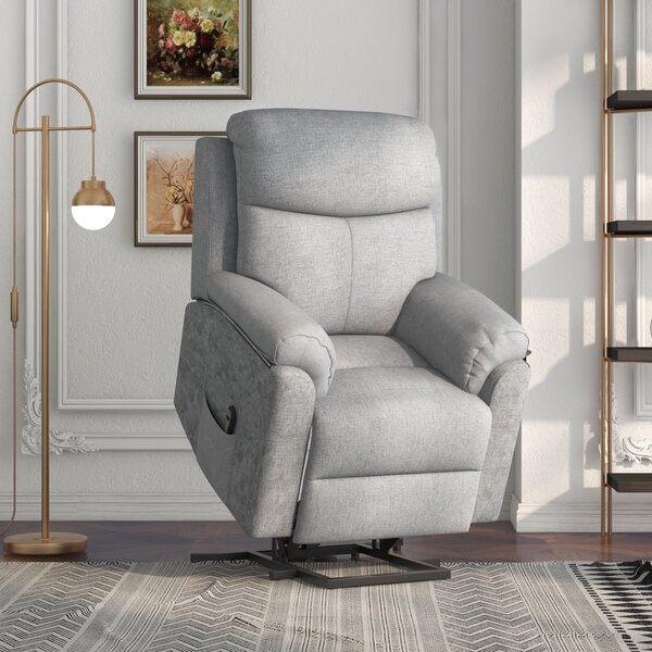 Poltrona Alzapersona Elettrica 83x89x102 cm in Poliestere effetto Lino Grigio