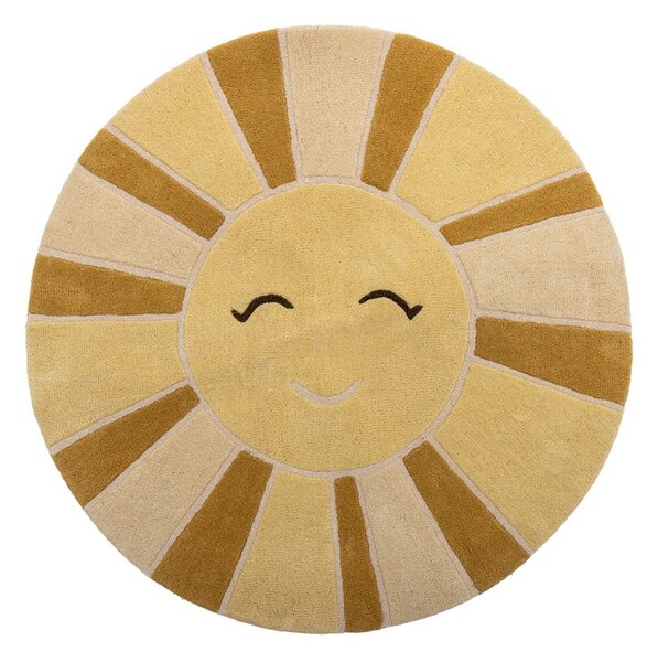 Tappeto per bambini beige e color ambra in lana ø110 cm Sun – Bloomingville Mini