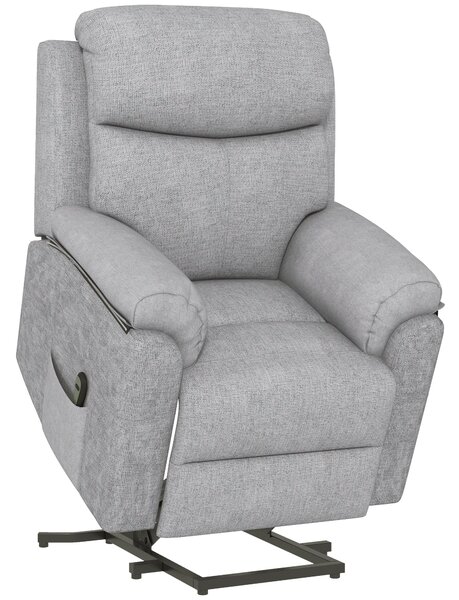 Poltrona Alzapersona Elettrica 83x89x102 cm in Poliestere effetto Lino Grigio