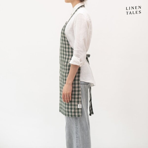 Grembiule in lino Forest Green Gingham – Linen Tales