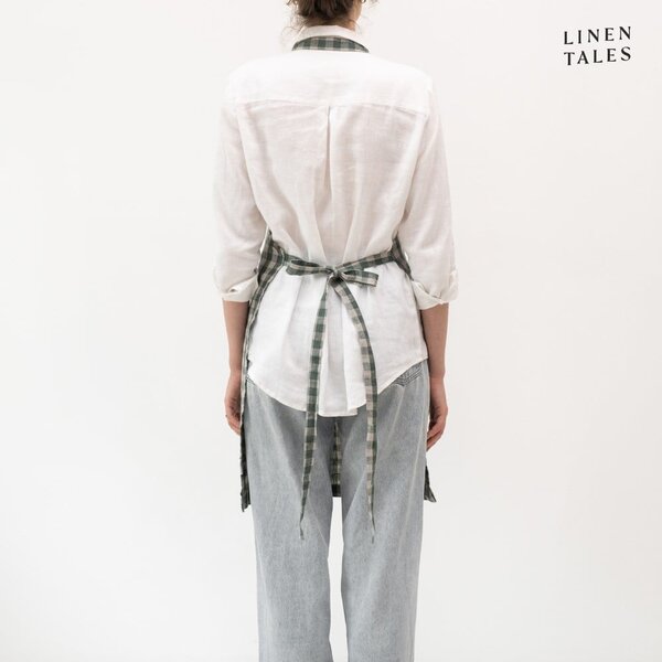 Grembiule in lino Forest Green Gingham – Linen Tales