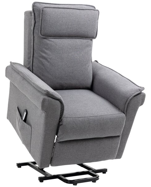 Poltrona Alzapersona Elettrica Massaggiante 86x95x106 cm in Tessuto Grigio