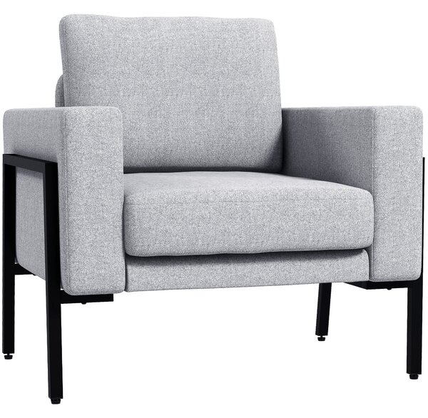 Poltrona Imbottita 82x70x83,5 cm in Poliestere Grigio Chiaro
