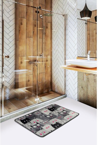 Tappetino per il bagno grigio 40x60 cm Meow – Foutastic