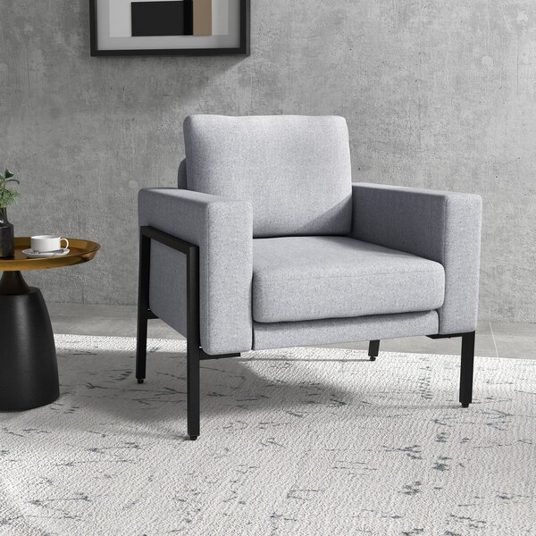 Poltrona Imbottita 82x70x83,5 cm in Poliestere Grigio Chiaro