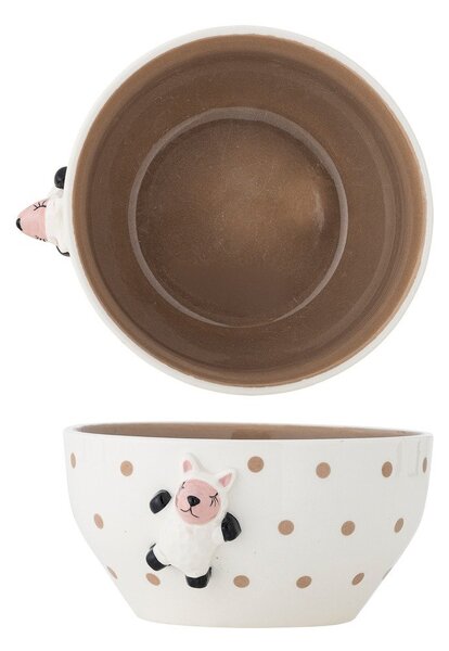 Ciotola per bambini bianca/marrone in gres ø 14 cm Dolly – Bloomingville Mini