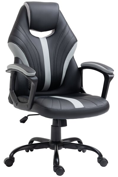 Sedia da Gaming Girevole Reclinabile 63x70x104-112 cm in Similpelle Nero e Grigio