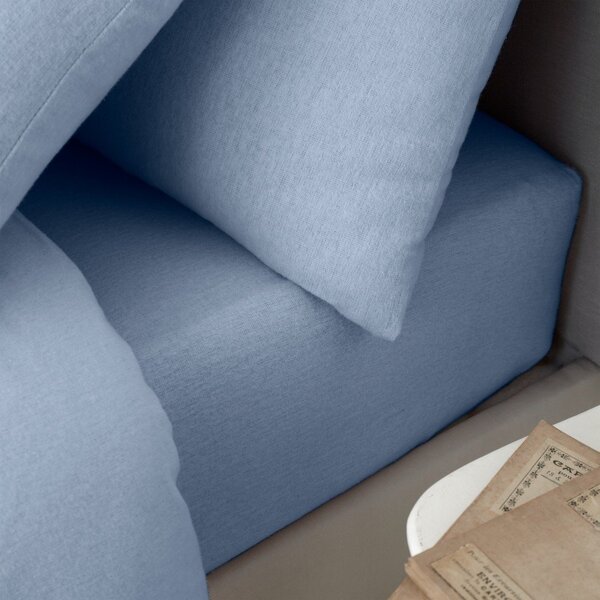 Lenzuolo con angoli azzurro in flanella 90x190 cm Brushed – Catherine Lansfield
