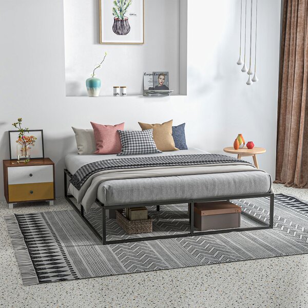 Struttura Letto Matrimoniale 190x160x35 cm con Doghe in Compensato e Contenitore Inferiore Nero