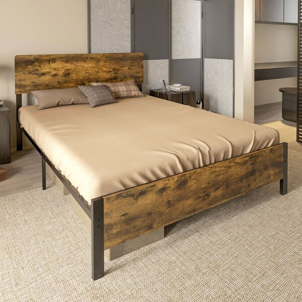 Struttura Letto Matrimoniale 149x207x104 cm in Truciolato con Testiera e Pediera Marrone