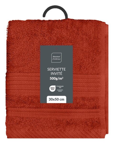 Asciugamano tipo terry color mattone in cotone 30x50 cm Tendresse – douceur d'intérieur