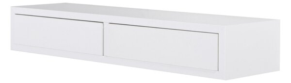 Mensola da Parete con 2 Cassetti 88,2x13,4x23,7 cm in Fibra di Legno Domino Maxi Bianco