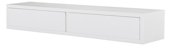 Mensola da Parete con 2 Cassetti 88,2x13,4x20 cm in Fibra di Legno Domino Bianco