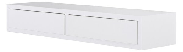 Mensola da Parete con 2 Cassetti 88,2x13,4x23,7 cm in Fibra di Legno Domino Maxi Bianco