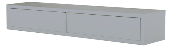 Mensola da Parete con 2 Cassetti 88,2x13,4x20 cm in Fibra di Legno Domino Grigio